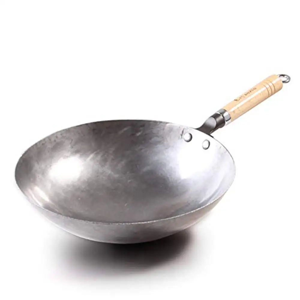 Железные ручной ковки Wok профессиональная Китайская традиционная кастрюля