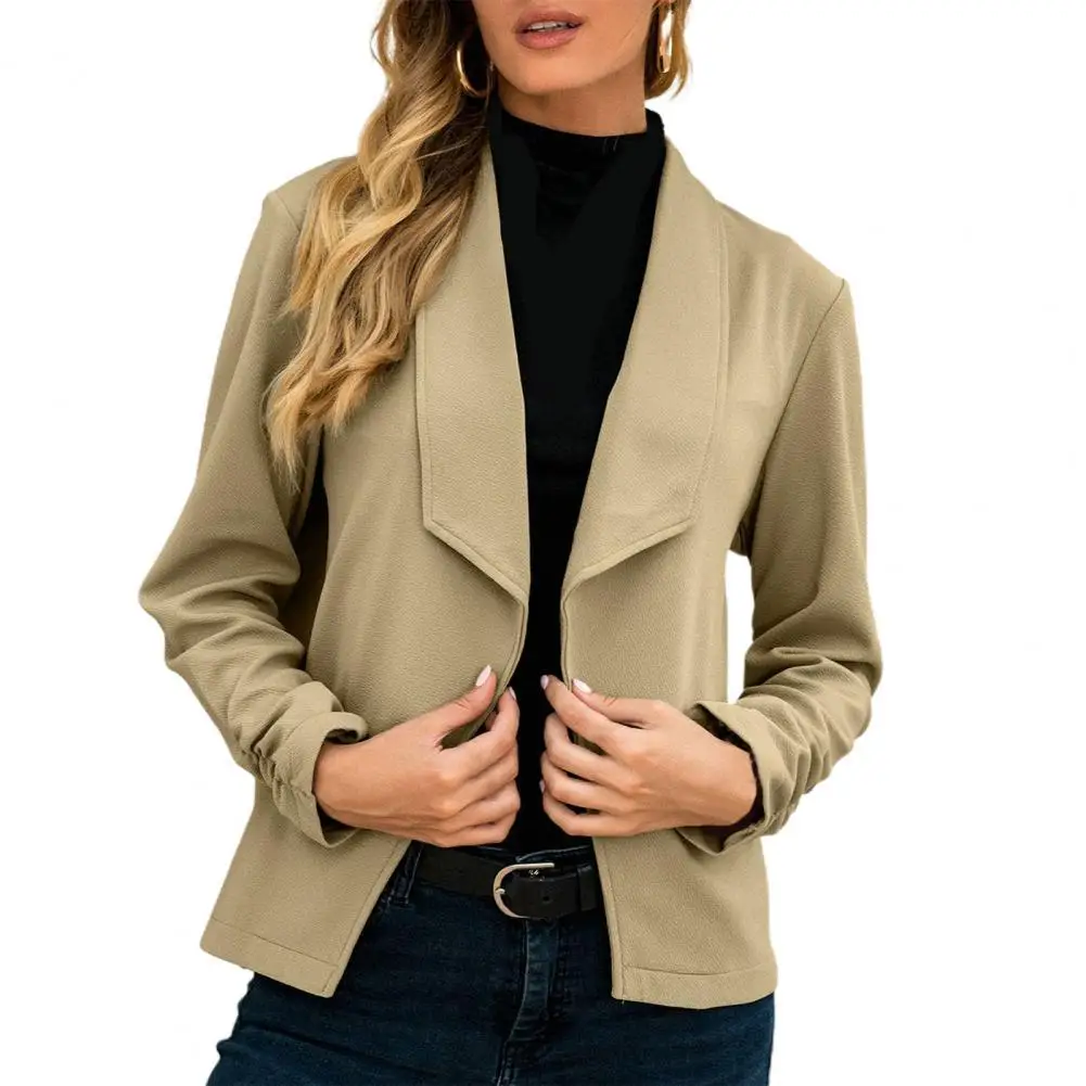 Nice Fashion Office Lady Blazer Solid Color Shirring Cuff Autumn Winter Lapel No Button Irregular Suits Jacket for Daily Wear
Nice Fashion Office Lady Blazer Solid Color Shirring Cuff Autumn Winter Lapel No Button Irregular Suits Jacket for Daily Wear