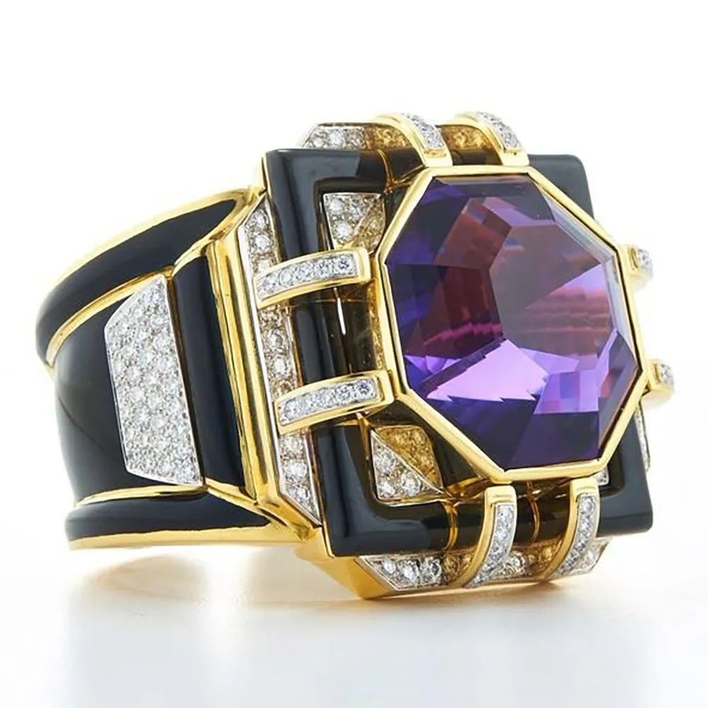 Coconal Luxury Purple Crystal Men Ring Geometric Design Black Metal Micro Inlay Small Zircon Men Club Party Ring Hip Hop Jewelry
Coconal Luxury Purple Crystal Men Ring Geometric Design Black Metal Micro Inlay Small Zircon Men Club Party Ring Hip Hop Jewelry