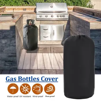 BBQ Gas Cylinder Waterproof Cover Outdoor Rainproof Oven Gas Stove Dust Cover Camping Accessories Waterproof Oxford Cloth Black
