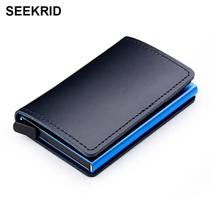 SEEKRID RFID 100% натуральная кожа Умный кошелек алюминиевый держатель для кредитных