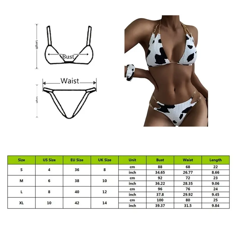 Women new Cows Print Bikini Sets Push-Up Swimsuit Beachwear Padded Swimwear 2021 Swimming Suit Beach Bathing Wear Chain Biquini 
Women new Cows Print Bikini Sets Push-Up Swimsuit Beachwear Padded Swimwear 2021 Swimming Suit Beach Bathing Wear Chain Biquini