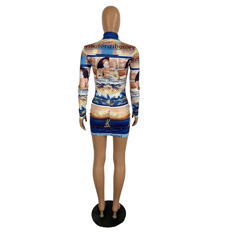 Women Dress Turtleneck Full Sleeve Print Fashion Slim Dress Sexy Night Club Party Bandage Bodycon Dress
Women Dress Turtleneck Full Sleeve Print Fashion Slim Dress Sexy Night Club Party Bandage Bodycon Dress