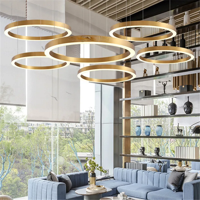 Modern DIY gold ring chandelier hanging lights for living room shop market decoration LED lighting dimmable 110v 220v
Modern DIY gold ring chandelier hanging lights for living room shop market decoration LED lighting dimmable 110v 220v