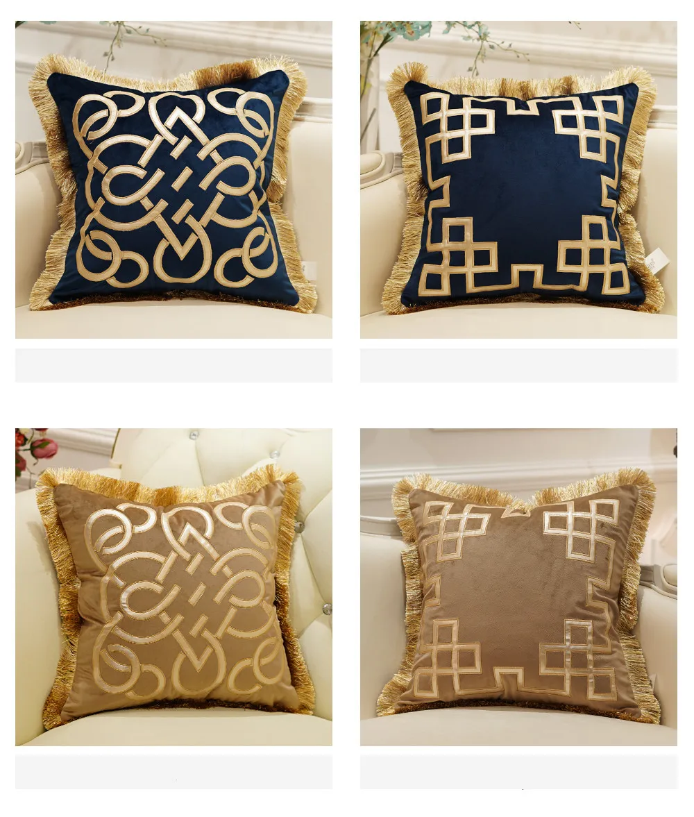 Luxury Embroidered Cushion Covers Velvet Tassels Pillow Case Home Decorative European Sofa Car Throw Pillows Blue Brown
Luxury Embroidered Cushion Covers Velvet Tassels Pillow Case Home Decorative European Sofa Car Throw Pillows Blue Brown