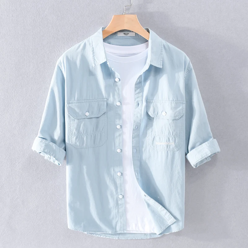 100% Cotton half-sleeved casual blue shirt men brand trendy embroidered solid shirts for men chemise camisa tops workwear mens
100% Cotton half-sleeved casual blue shirt men brand trendy embroidered solid shirts for men chemise camisa tops workwear mens