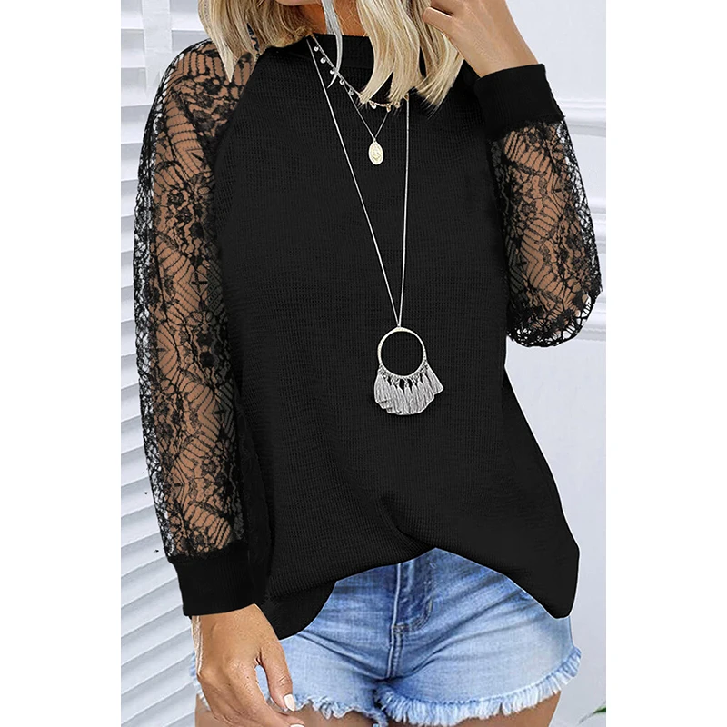 2020 Black Lace Splicing Long Sleeve Knitted Pullover Top Plus Size Ropa De Mujer Women Oversized Clothes Vetement Femme 2XL
2020 Black Lace Splicing Long Sleeve Knitted Pullover Top Plus Size Ropa De Mujer Women Oversized Clothes Vetement Femme 2XL