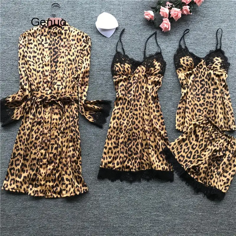 Spring New Long Sleeve Pajamas Woman Ice Silk Fashion Leopard Print Sexy Pajama Set
Spring New Long Sleeve Pajamas Woman Ice Silk Fashion Leopard Print Sexy Pajama Set