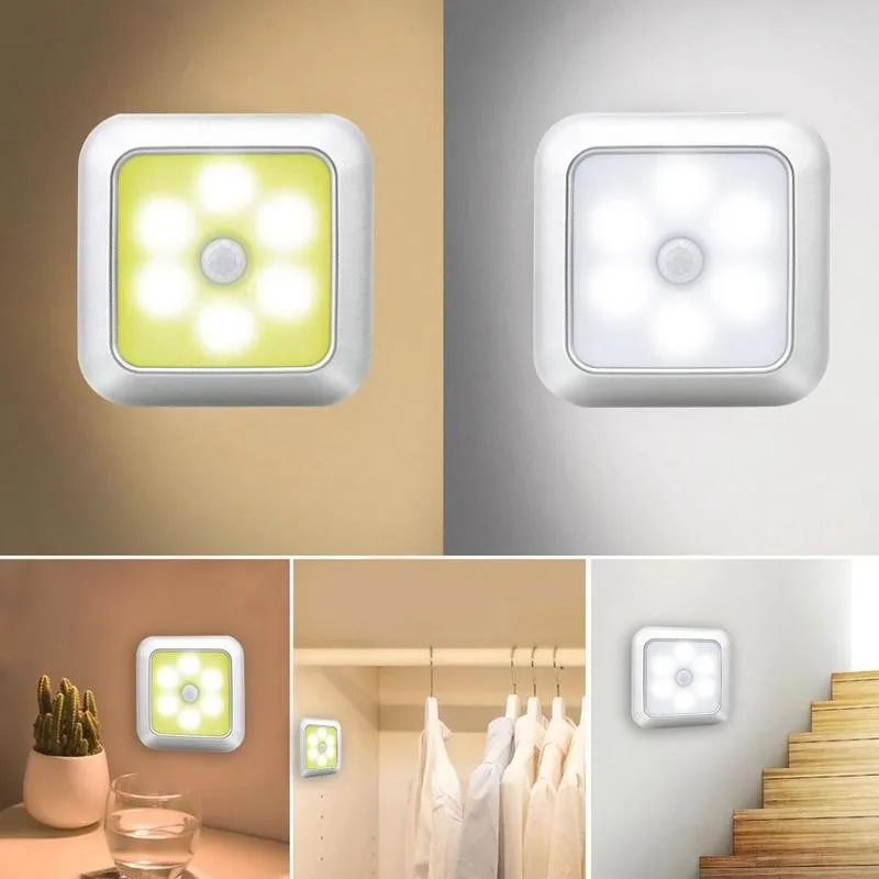 1pcs Pir Motion Sensor 6 Led Night Light Wireless Detector Lamp Light Closet Wall Auto Power Battery Light On/off H4G6
1pcs Pir Motion Sensor 6 Led Night Light Wireless Detector Lamp Light Closet Wall Auto Power Battery Light On/off H4G6