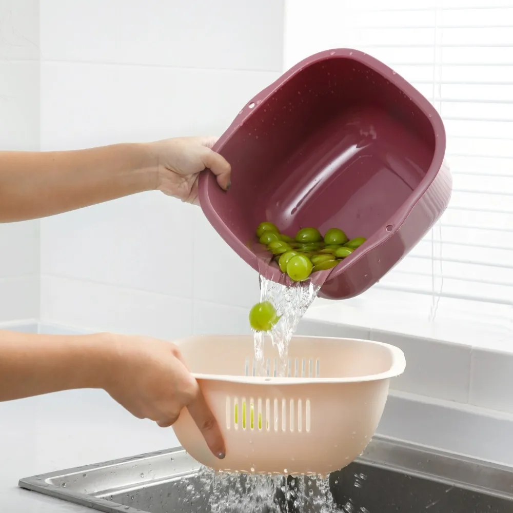 Double-Layer Vegetable Fruit Sink Drain Basket Household Kitchen Fruit and Vegetable Container Rice Fruit Washing Bowl Organizer
Double-Layer Vegetable Fruit Sink Drain Basket Household Kitchen Fruit and Vegetable Container Rice Fruit Washing Bowl Organizer