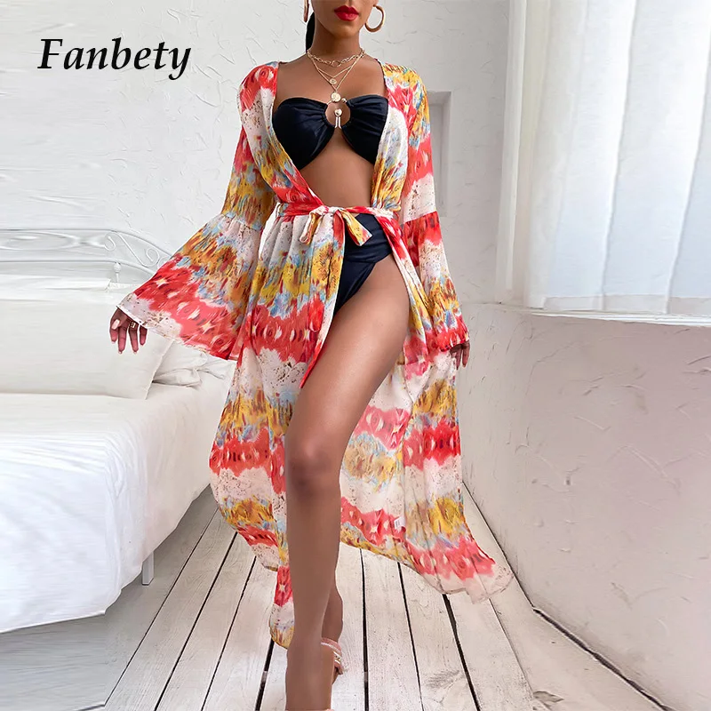 Summer Beach Cover up Print Swimwear Women Sexy Boho Flare Long Sleeve Bikini Swimsuit Ladies Lace-up Long Top Brazilian Biquini
Summer Beach Cover up Print Swimwear Women Sexy Boho Flare Long Sleeve Bikini Swimsuit Ladies Lace-up Long Top Brazilian Biquini