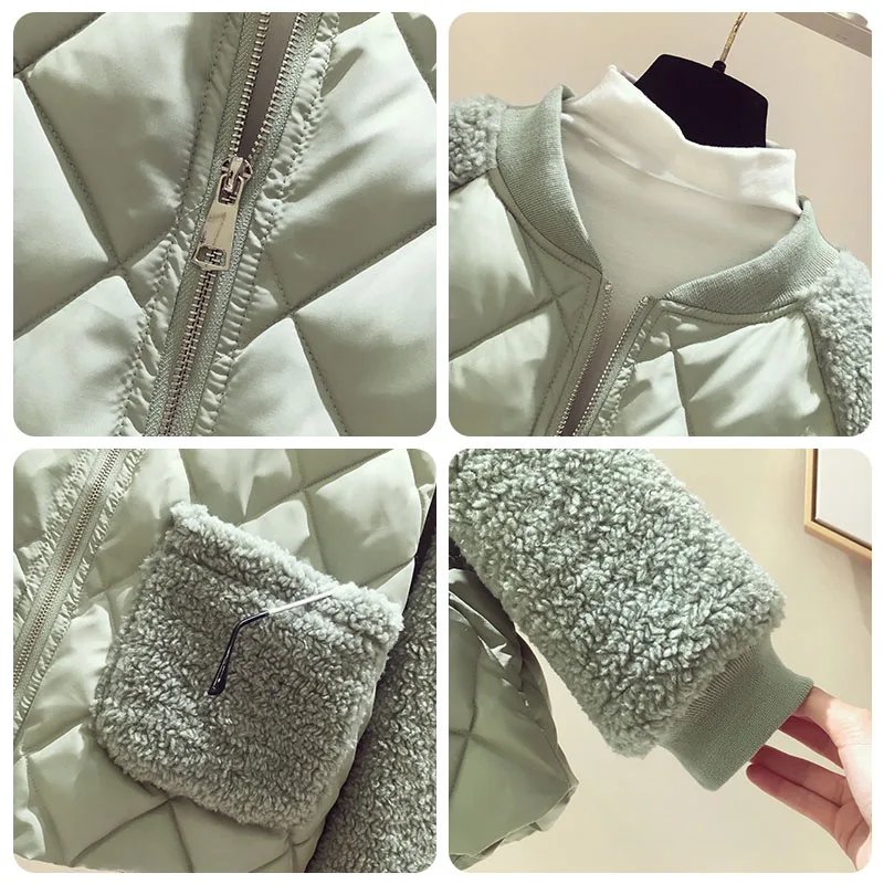Fashion Autumn Winter Lightweight Women Jacket Loose Lamb Fur Patchwork Stand collar Outerwear Casual Cotton Female Short Coat
Fashion Autumn Winter Lightweight Women Jacket Loose Lamb Fur Patchwork Stand collar Outerwear Casual Cotton Female Short Coat