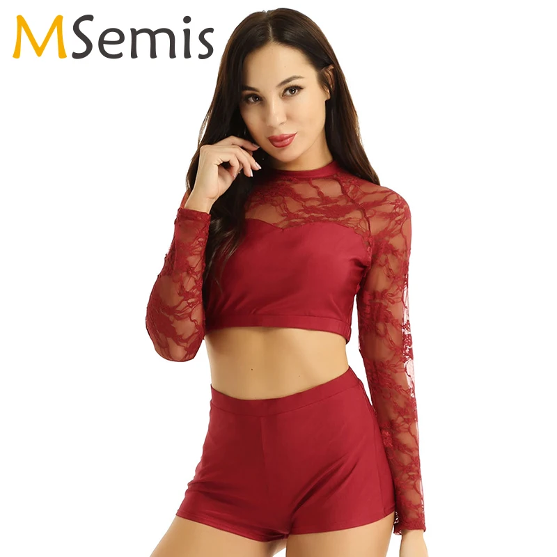 Gymnastics leotard for Women Ballet Leotards Jazz Dance Costume Round Neck Long Lace Sleeve Crop Top with Shorts Dance Practice
Gymnastics leotard for Women Ballet Leotards Jazz Dance Costume Round Neck Long Lace Sleeve Crop Top with Shorts Dance Practice