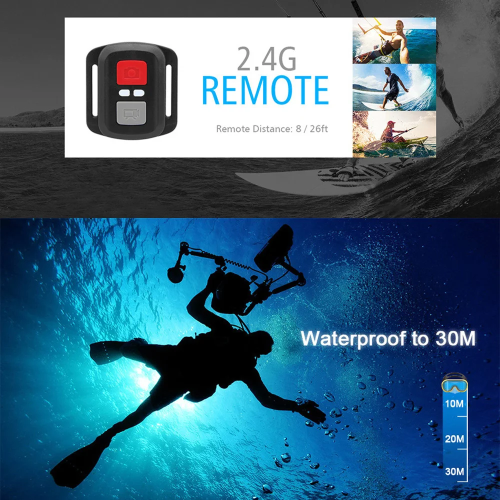 EKEN H6s 4K Ultra HD 14MP EIS action camera with remote A12 chip 30m waterproof Panasonic sensor |