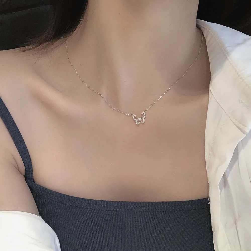 Japan And South Korea Flash Diamond Hollow Butterfly Necklace Female Fairy Cold Wind Light Luxury Niche Simple Clavicle Chain
Japan And South Korea Flash Diamond Hollow Butterfly Necklace Female Fairy Cold Wind Light Luxury Niche Simple Clavicle Chain