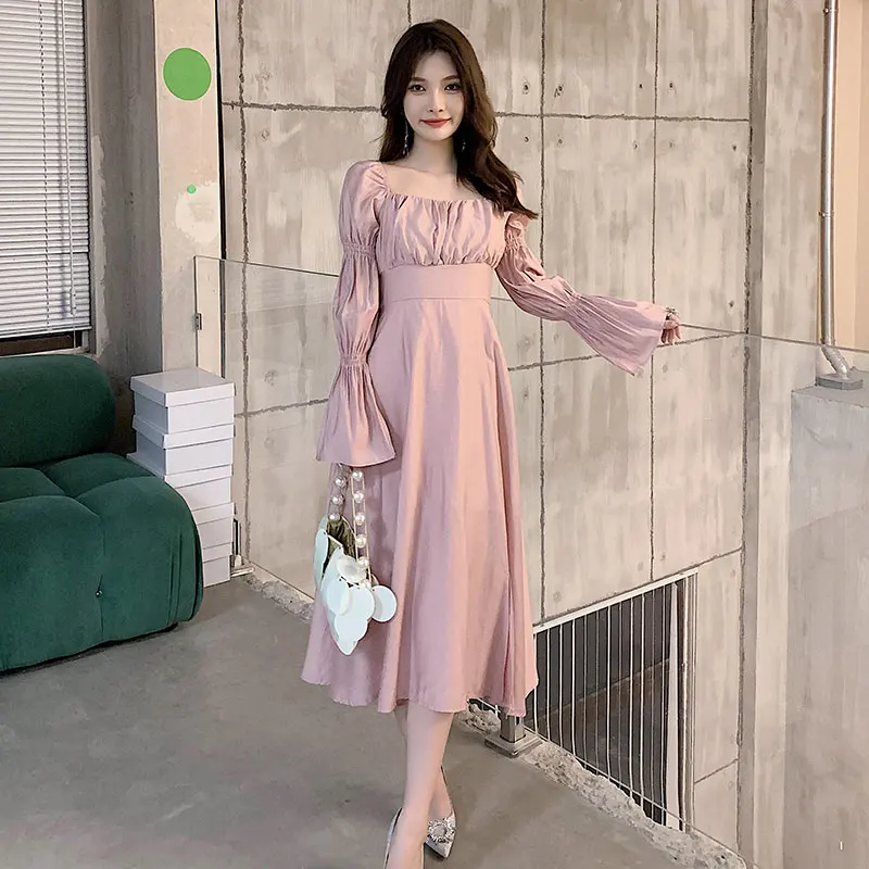 Square Collar Fairy Pink Backless Long Sleeves Dress Women's Spring And Autumn New Bow Lace-Up Waist-Tight Elegant Midi Dress
Square Collar Fairy Pink Backless Long Sleeves Dress Women's Spring And Autumn New Bow Lace-Up Waist-Tight Elegant Midi Dress