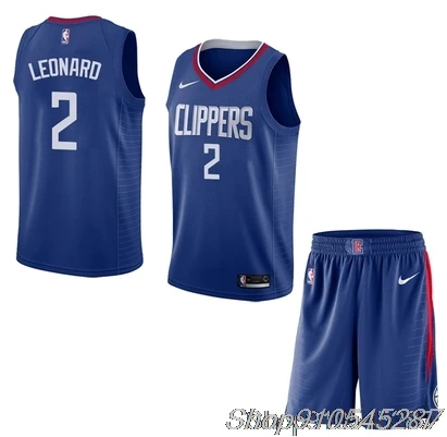 

NBA Los Angeles Clippers #13 Paul George Men's Basketball Jersey suit #2 Kawhi Leonard City Stitched Mesh Men's Shorts