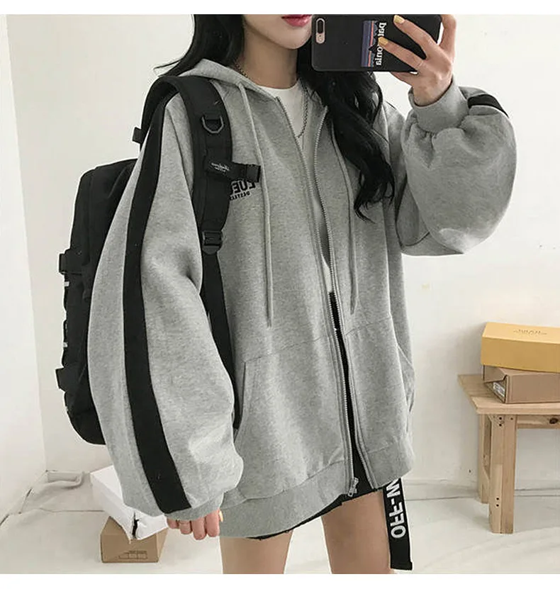 Zip-up women korean style hoodies Vintage solid color long sleeve oversized hooded Sweatshirt lady female casual big coats
Zip-up women korean style hoodies Vintage solid color long sleeve oversized hooded Sweatshirt lady female casual big coats