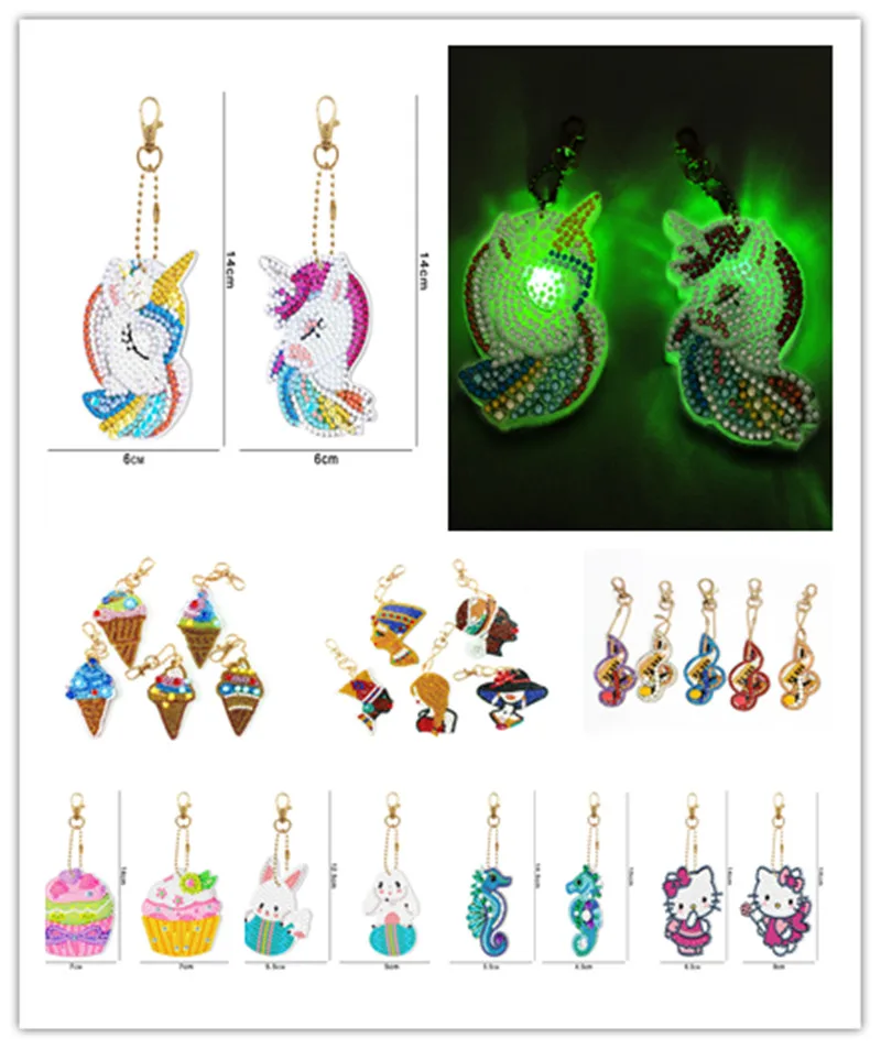 Children's diamond painting key chain, luminous cartoon animal ice cream key chain, schoolbag key pendant 5-piece set
Children's diamond painting key chain, luminous cartoon animal ice cream key chain, schoolbag key pendant 5-piece set
