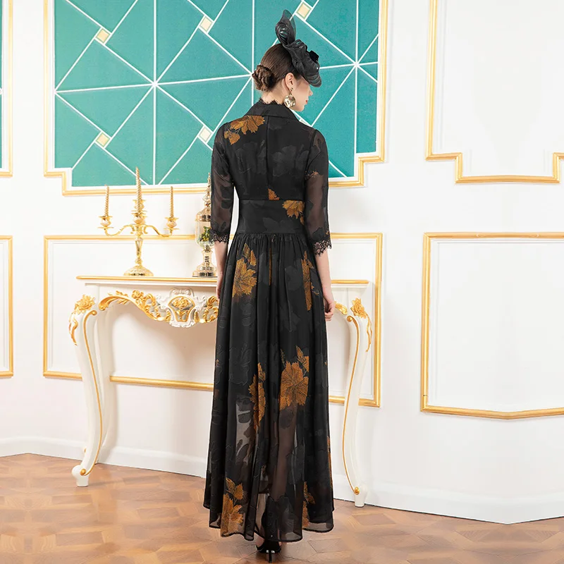 2020 Spring Chiffon Long Dress Patchwork Lace Slim Waist Party Elegant Dress 2/3 Sleeves Runway Dress Ankle-Length DZ2413
2020 Spring Chiffon Long Dress Patchwork Lace Slim Waist Party Elegant Dress 2/3 Sleeves Runway Dress Ankle-Length DZ2413