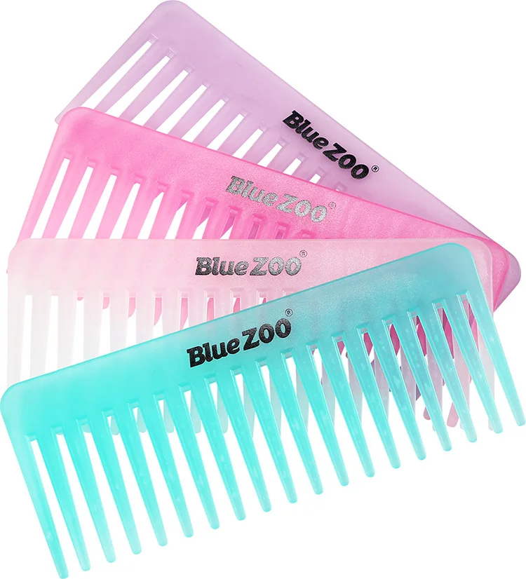 

4-Color Blue Zoo Candy-Colored Large-Size Wide-Tooth Comb Hair Curling Comb Heat-Resistant Anti-Static Hairdressing Comb