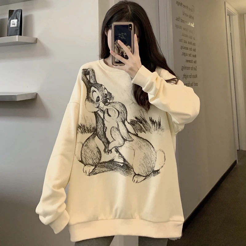 Woman O Neck Hoodies Streetwear Loose Casual Long Sleeve Autumn Thin Pullovers Women Cute Rabbit Print Sweatshirt Tops 2021
Woman O Neck Hoodies Streetwear Loose Casual Long Sleeve Autumn Thin Pullovers Women Cute Rabbit Print Sweatshirt Tops 2021