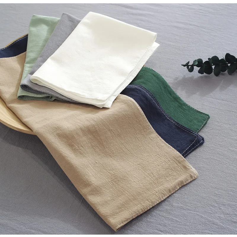 

1Pc 30x40cm Japanese Style Cotton Linen Plain Western Placemat Tea Napkins Non-slip Insulation Tray Coaster