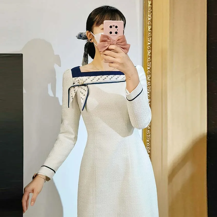 private size customized Original Design Elegant Vintage Women's Christmas White Navy Woolen Tight Fitting Knit Warm Dresses
private size customized Original Design Elegant Vintage Women's Christmas White Navy Woolen Tight Fitting Knit Warm Dresses