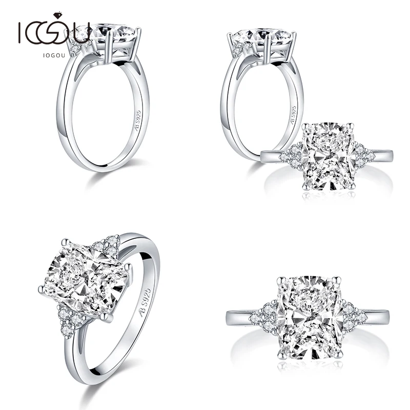IOGOU Classic Engagement Ring 4.0CT Cushion Cut Wedding 925 Sterling Silver CZ Zircon Ring Simulated SONA Diamond Silver Jewelry
IOGOU Classic Engagement Ring 4.0CT Cushion Cut Wedding 925 Sterling Silver CZ Zircon Ring Simulated SONA Diamond Silver Jewelry