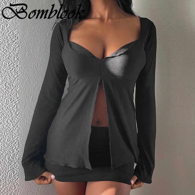 Bomblook Casual Fashion Women's Solid Tops Autumn 2021 Square Collar Long Sleeve Patchwork Tops Female Streetwears
Bomblook Casual Fashion Women's Solid Tops Autumn 2021 Square Collar Long Sleeve Patchwork Tops Female Streetwears