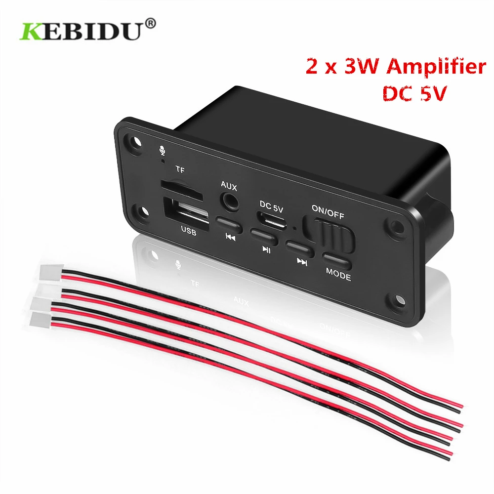 KEBIDU DC 5V Bluetooth MP3 WMA Decoder Board Audio Module USB TF Radio Wireless FM Receiver MP3 Player 2 x 3W Amplifier For Car
KEBIDU DC 5V Bluetooth MP3 WMA Decoder Board Audio Module USB TF Radio Wireless FM Receiver MP3 Player 2 x 3W Amplifier For Car