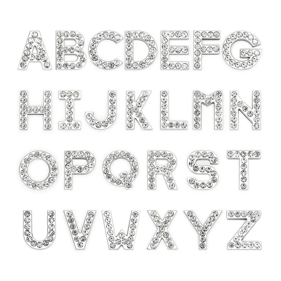 18mm Silver Crystal Alphabet Letters Slide Charms Flat Hole Beads Keeper Fit Stainless Steel Mesh Bracelets DIY J dewelry Making
18mm Silver Crystal Alphabet Letters Slide Charms Flat Hole Beads Keeper Fit Stainless Steel Mesh Bracelets DIY J dewelry Making