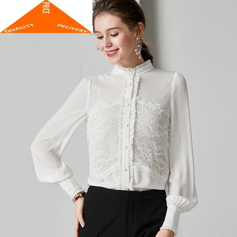 

Шелковая блузка, женские топы и блузки, весна-осень, корейская мода, элегантная женская рубашка, уличная одежда, блуза 94979