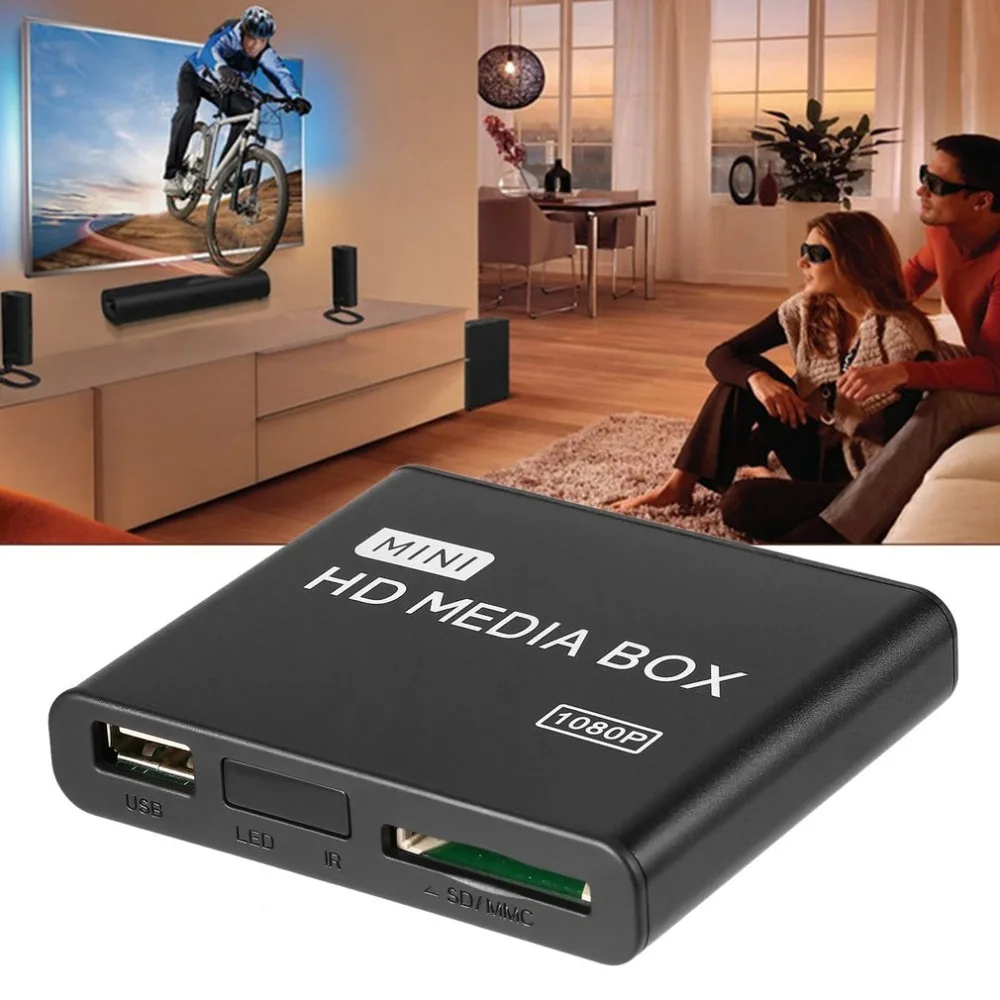 Мини медиаплеер коробка ТВ Видео мультимедийный плеер Full HD 1080P USB