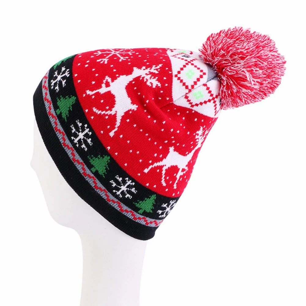 

Рождественская шапка Санта-Клаус Снежинка вязаная теплая шапка для взрослых новогодний Рождественский Декор для мужчин женщин мужчин верх...
