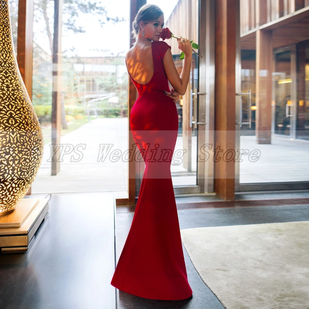 Floor Length Mermaid Evening Dress Red Short Sleeve Backless O-Neck Party Prom Gowns 2021 Special Occasion Dresses
Floor Length Mermaid Evening Dress Red Short Sleeve Backless O-Neck Party Prom Gowns 2021 Special Occasion Dresses