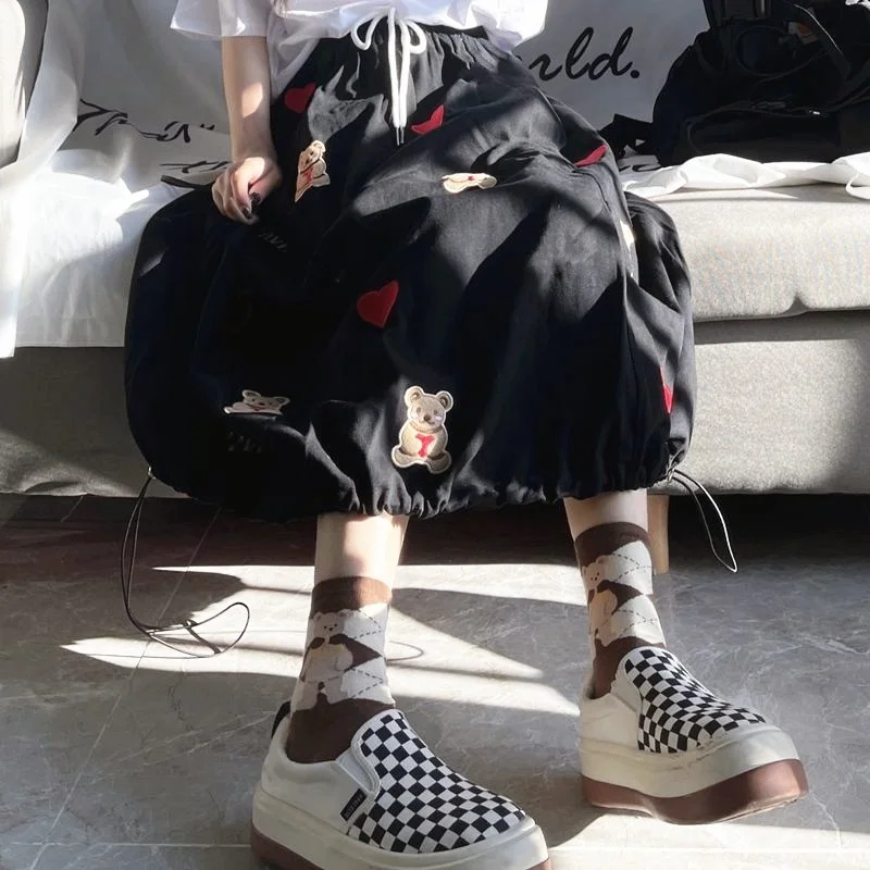 Harajpoo Women Skirts Female Summer Korean Ins Girl Embroidery Bear Love Thin High Waist Mid Length Tool Umbrella Casual Skirt
Harajpoo Women Skirts Female Summer Korean Ins Girl Embroidery Bear Love Thin High Waist Mid Length Tool Umbrella Casual Skirt