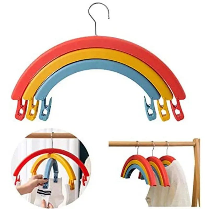 Three-Layer Rainbow Rotating Clothes Hanger, 360° Swivel Hook, Anti-Slip Clothespin Clip Multifunctional No Trace Coats Hanger
Three-Layer Rainbow Rotating Clothes Hanger, 360° Swivel Hook, Anti-Slip Clothespin Clip Multifunctional No Trace Coats Hanger