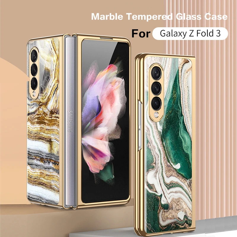 For Samsung Galaxy Z Fold 3 Case Luxury Plating Marble Tempered Glass Hard Cover For Galaxy Z Fold3 5G
For Samsung Galaxy Z Fold 3 Case Luxury Plating Marble Tempered Glass Hard Cover For Galaxy Z Fold3 5G