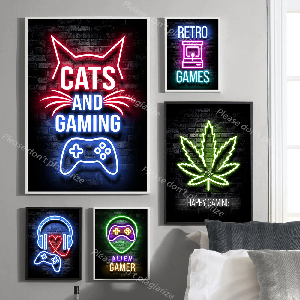 

Sleep Game Repeat Gaming Wall Art Poster Prints Gamer Canvas Painting Canvas Picture for Kids Boys Room Decorative Playroom