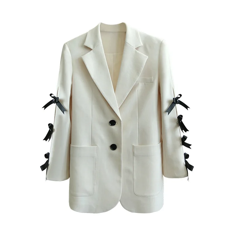 Cotton and linen small suit women's Bow jacket autumn fashion slim slimming Long sleeves short shirt white
Cotton and linen small suit women's Bow jacket autumn fashion slim slimming Long sleeves short shirt white