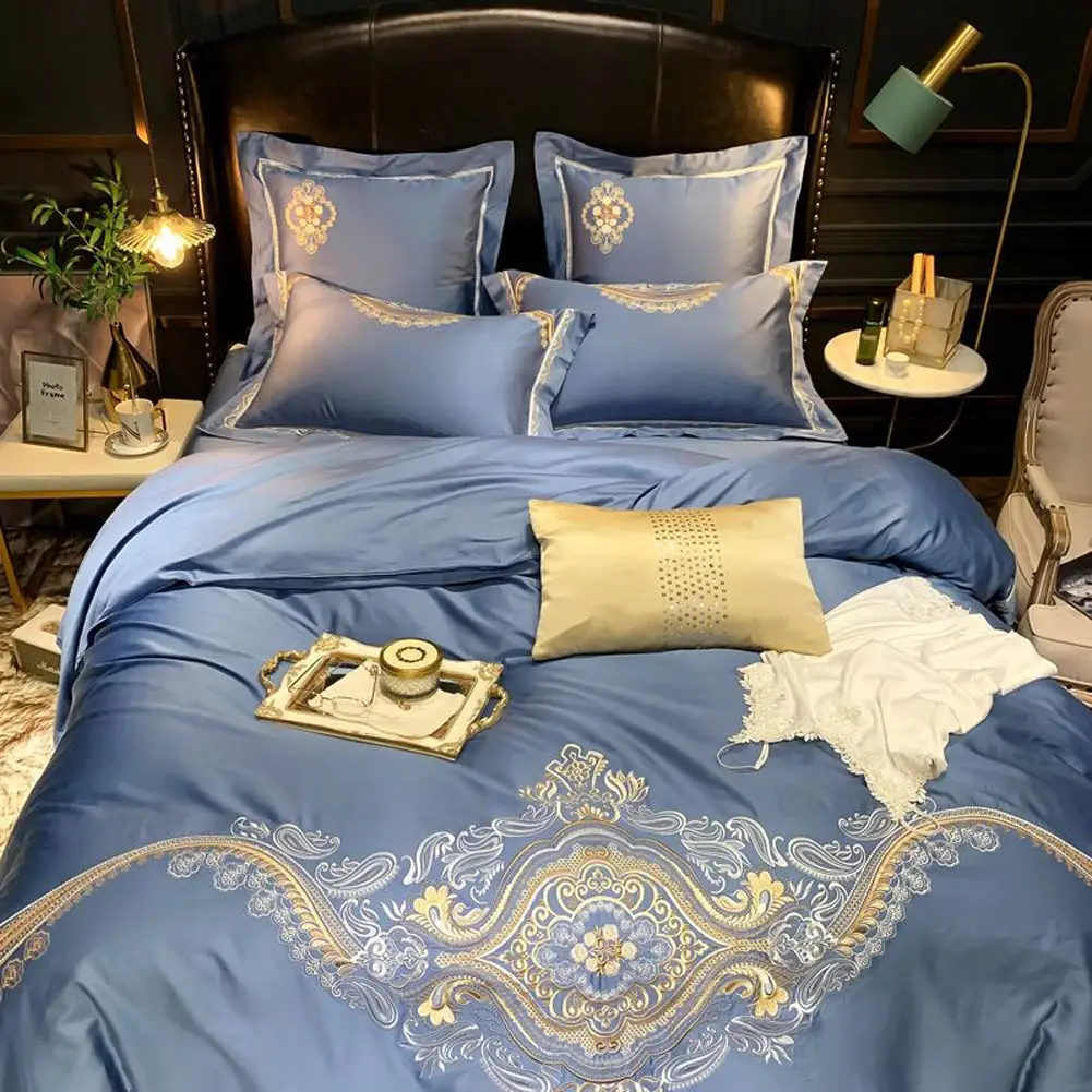 Papa&Mima Blue Bohemian Paisley Egyptian Cotton Bedding Set Embroidery Queen King Size Duvet Cover Fitted Sheet Pillow Shams 
Papa&Mima Blue Bohemian Paisley Egyptian Cotton Bedding Set Embroidery Queen King Size Duvet Cover Fitted Sheet Pillow Shams