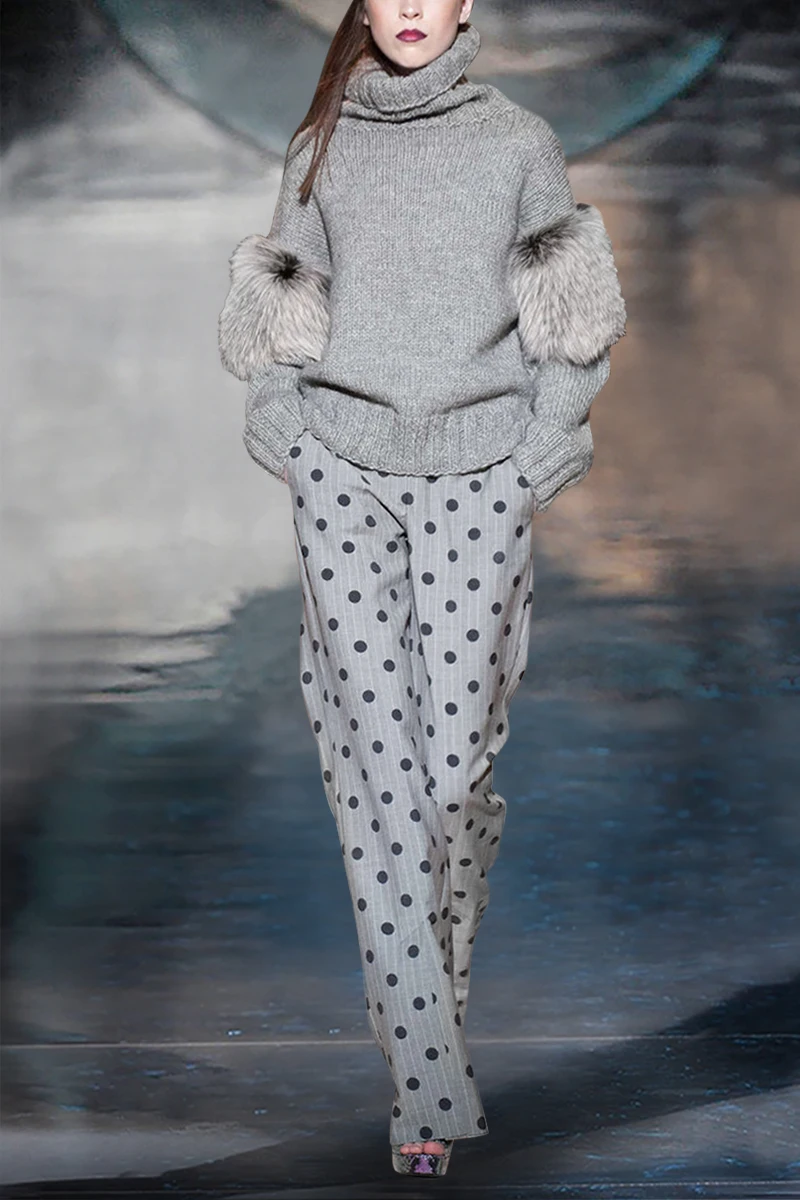 grey Color New 2021 Knit Wear Turtle Neck Jumper & Trouser Catwalk Ladoies Fur sleeve jogger sweaters set D641
grey Color New 2021 Knit Wear Turtle Neck Jumper & Trouser Catwalk Ladoies Fur sleeve jogger sweaters set D641