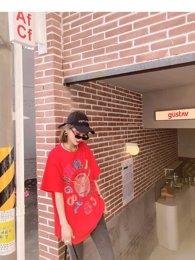 2021 Spring and Summer Women Beading Cartoon Pattern T-Shirt
2021 Spring and Summer Women Beading Cartoon Pattern T-Shirt