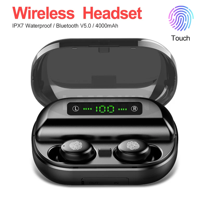 TWS Bluetooth Earphone Wireless Bluetooth 5.0 Earphones IPX7 Waterproof 9D Stereo Sport Headphone with 4000mAh Power Bank 
TWS Bluetooth Earphone Wireless Bluetooth 5.0 Earphones IPX7 Waterproof 9D Stereo Sport Headphone with 4000mAh Power Bank