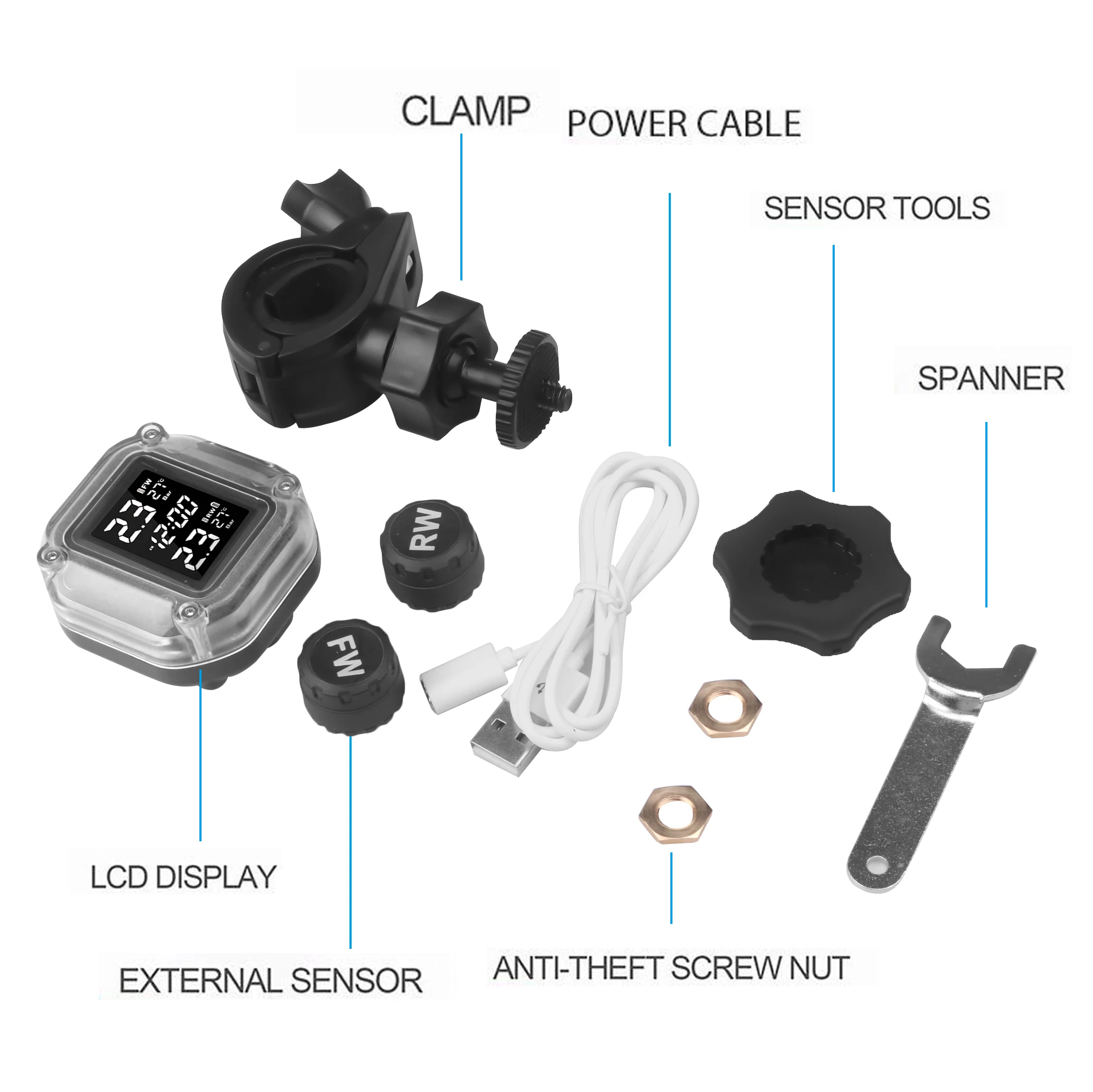 LCD Motorcycle TPMS Tyre Pressure Monitor System With USB External Sensors Moto Waterproof Wireless Alarm Pressure Gauge
LCD Motorcycle TPMS Tyre Pressure Monitor System With USB External Sensors Moto Waterproof Wireless Alarm Pressure Gauge