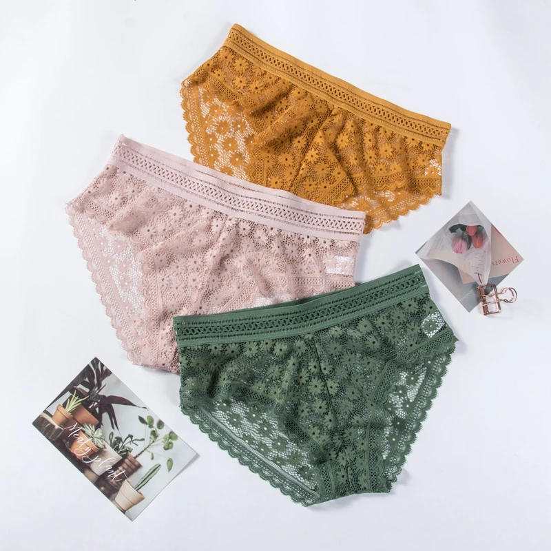 3pcs Sexy Lace Panties For Women Underwear Fashion Lingerie Breathable Hollow Out Underpants Female Low-Rise Daisy Briefs
3pcs Sexy Lace Panties For Women Underwear Fashion Lingerie Breathable Hollow Out Underpants Female Low-Rise Daisy Briefs