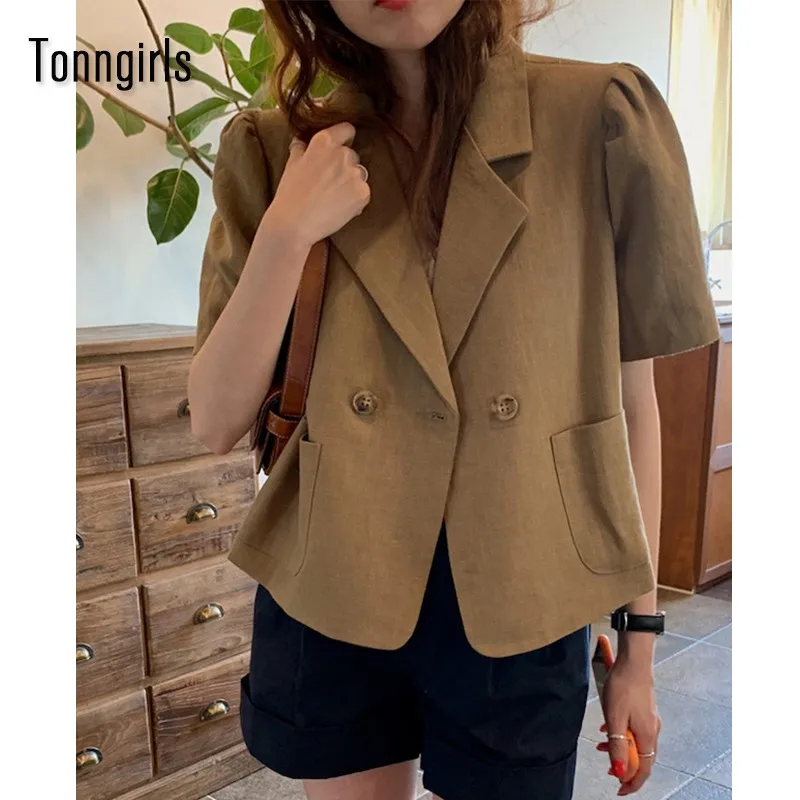 Tonngirls Korean Blazers Women Chic Summer Minority Vintage Turn-down Collar Double Breasted Loose Puff Sleeve Short Suits Coats
Tonngirls Korean Blazers Women Chic Summer Minority Vintage Turn-down Collar Double Breasted Loose Puff Sleeve Short Suits Coats