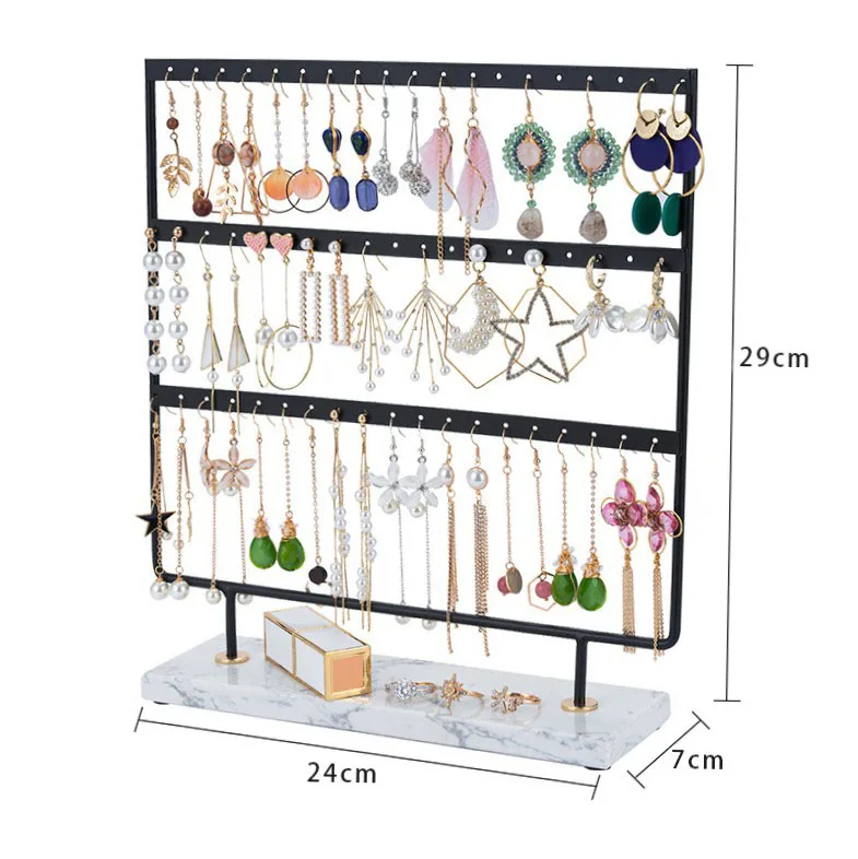 Hanging Earrings Black Display Stand Bracelet Necklace Earrings Multi-Layer Metal White Marble Jewelry Iron Mesh Rack 
Hanging Earrings Black Display Stand Bracelet Necklace Earrings Multi-Layer Metal White Marble Jewelry Iron Mesh Rack