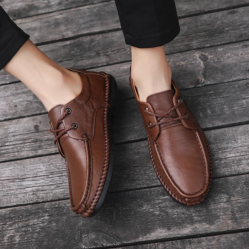 Men's Genuine Leather Shoes Head Leather Soft Anti-slip Rubber Loafers Shoes Man Casual Real Leather Shoes Business Formal Shoes 
Men's Genuine Leather Shoes Head Leather Soft Anti-slip Rubber Loafers Shoes Man Casual Real Leather Shoes Business Formal Shoes